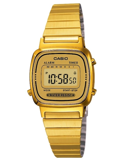 Reloj Casio Vintage extensible de acero inoxidable con logotipo para dama