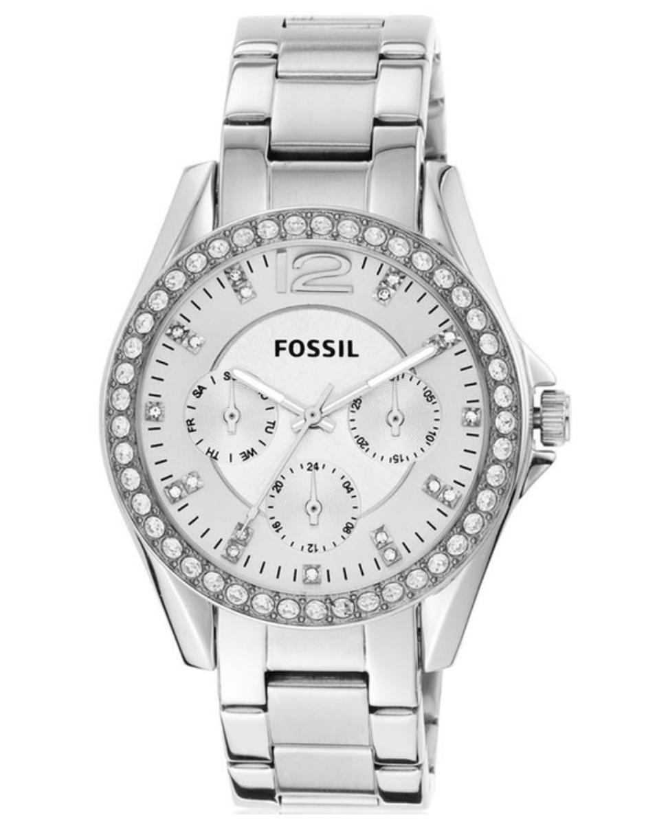 Reloj Fossil Riley extensible de acero con logotipo para dama